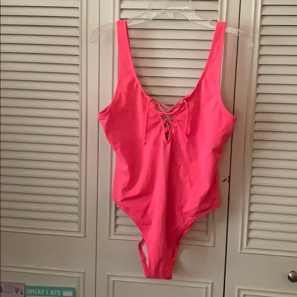 Pink Victoria’s Secret lace up one piece